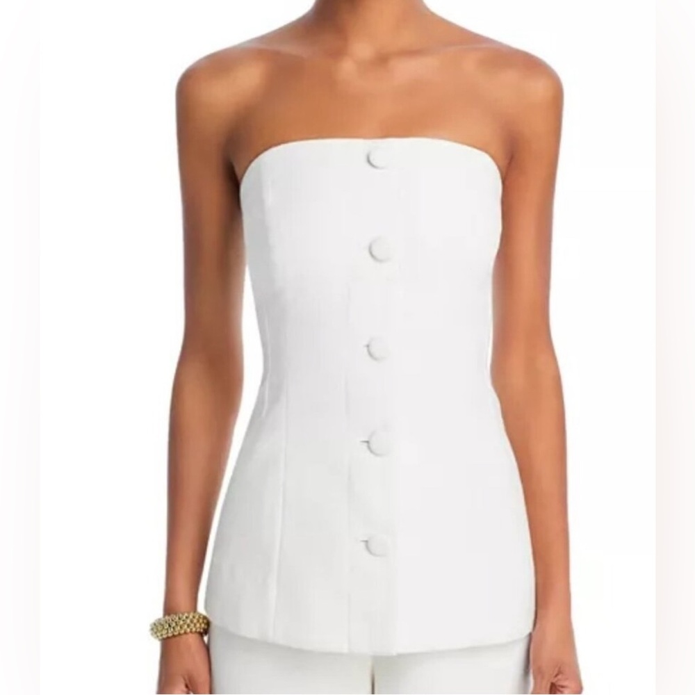 Ciao Lucia Ottavia Strapless Button Up Party Cocktail Top Size XL White